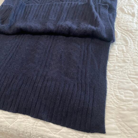 Filoro 100% Cashmere Tunic turtleneck Sweater Women’s Size Large Blue sleeveless - Picture 4 of 7